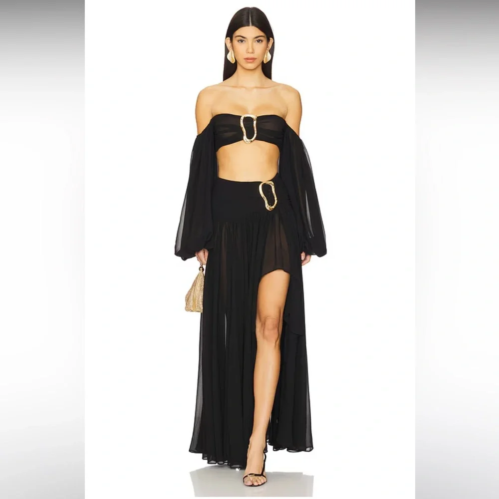 NWOT! Michael Costello x REVOLVE Blair Maxi Skirt in Black - Picture 5 of 9
